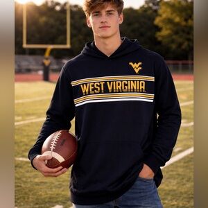 West Virginia Mountaineers Long Sleeve Hoody w/Spandex,Drawstring Bottom Size M
